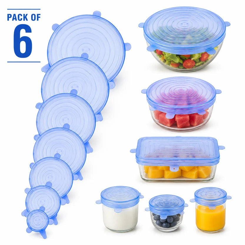 Silicone Stretch Lids | Fresh Food Cover | Multiple Sizes | [Pack of 6]