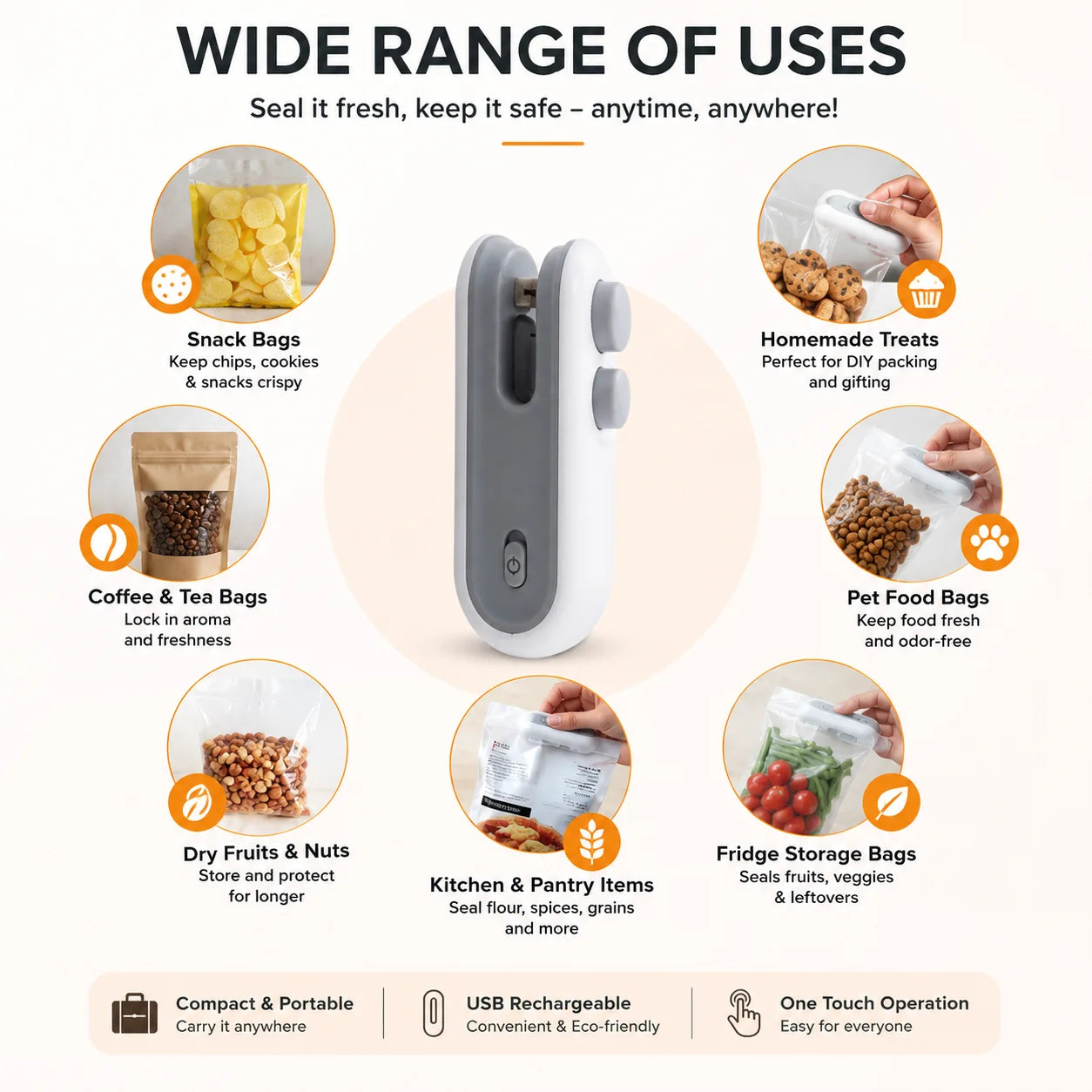 Portable Mini 2 in 1 Sealing Machine | USB Rechargable | Food Sealer & Cutter